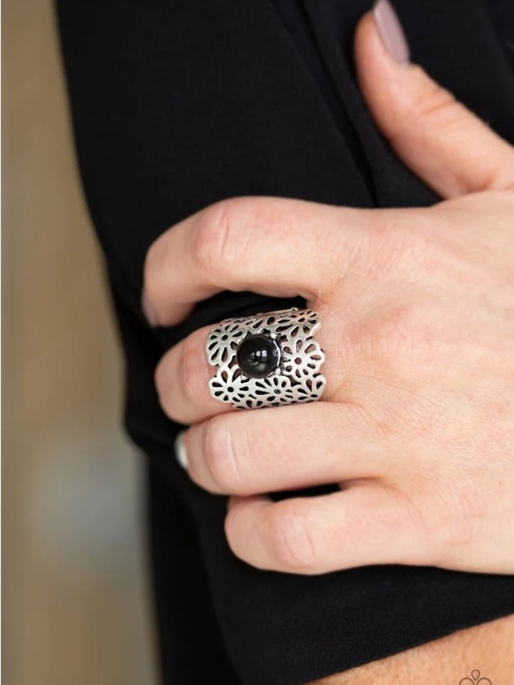 Paparazzi Jewelry - Flower Shower Black Ring - Vintage
